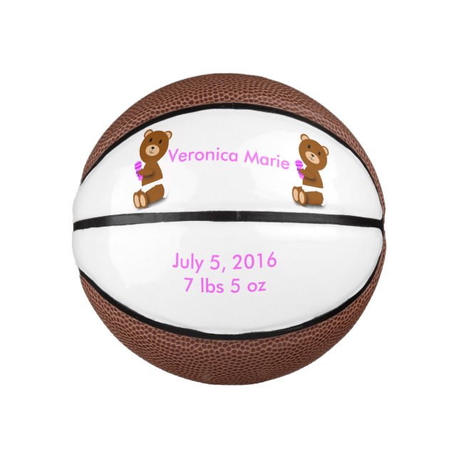 Mini Balón De Baloncesto Personalización del oso bebé (Anverso)