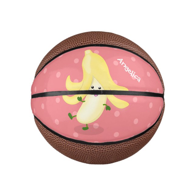 Mini Balón De Baloncesto Personalizado bananero Cute kawaii (Anverso)