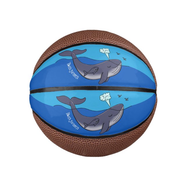 Mini Balón De Baloncesto Personalizado caprichoso de ballenas y terneros (Anverso)