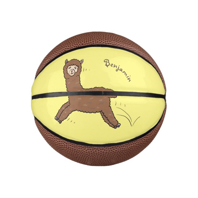 Mini Balón De Baloncesto Personalizado de alpaca marrón feliz (Anverso)
