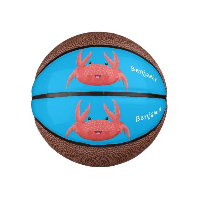 Mini Balón De Baloncesto Personalizado de cangrejo rojo lindo ilustracion (Anverso)