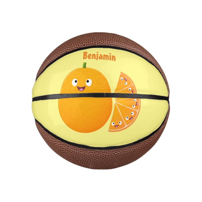 Mini Balón De Baloncesto Personalizado de cítricos de feliz naranja (Anverso)