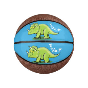 Mini Balón De Baloncesto Personalizado de dinosaurios de triceratops verde