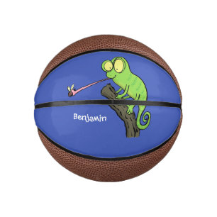 Mini Balón De Baloncesto Personalizado de lagarto de camaleón verde lindo