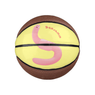 Mini Balón De Baloncesto Personalizado de lombrices de tierra rosa y alegre