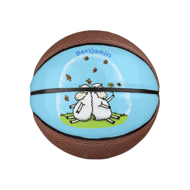 Mini Balón De Baloncesto Personalizado de ovejas y mariposas (Anverso)
