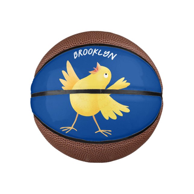 Mini Balón De Baloncesto Personalizado de pájaro canario amarillo cantando  (Anverso)