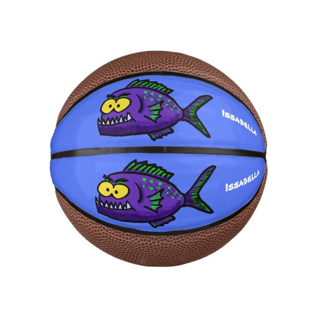 Mini Balón De Baloncesto Personalizado de pescado piraña (Anverso)