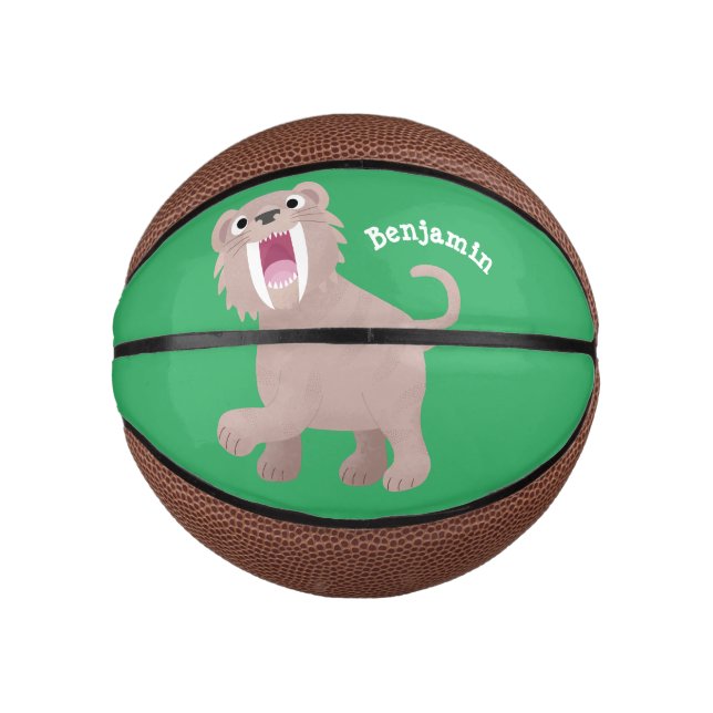 Mini Balón De Baloncesto Personalizado de Smilodon del tigre dientes de Cut (Anverso)