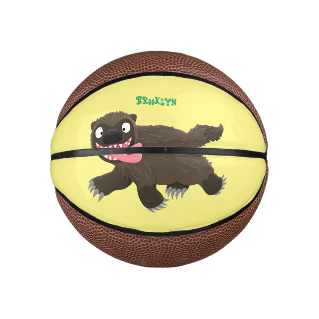 Mini Balón De Baloncesto Personalizado de un animal lobverino hambriento (Anverso)