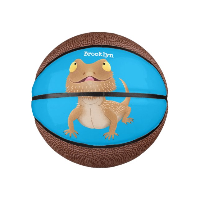 Mini Balón De Baloncesto Personalizado del lagarto de dragón barbudo (Anverso)