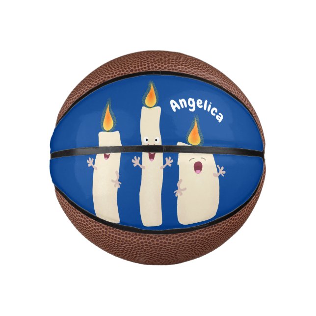 Mini Balón De Baloncesto Personalizado del trío de velas de canto lindo (Anverso)