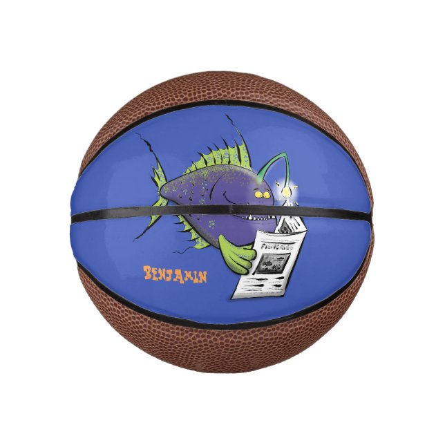 Mini Balón De Baloncesto Personalizado divertida de pescados y mariscos (Anverso)