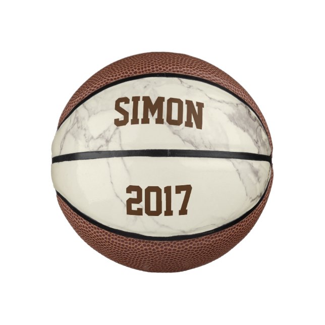 Mini Balón De Baloncesto Personalizado Mocha Marble (Anverso)