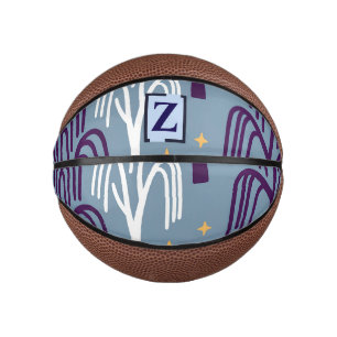Mini Balón De Baloncesto Personalizado Monograma Patrón de árbol silvestre
