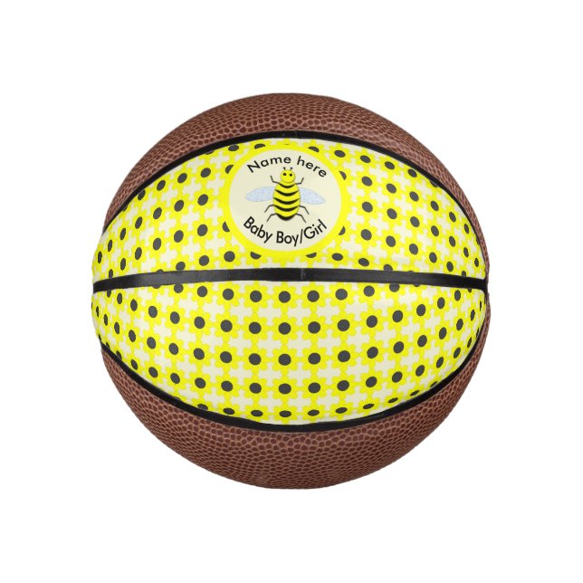 Mini Balón De Baloncesto Personalizado Neutral de Abeja Amarilla Cuta Géner (Anverso)