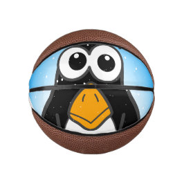 Mini Balón De Baloncesto Personalizado pingüino lindo azul ilustrado