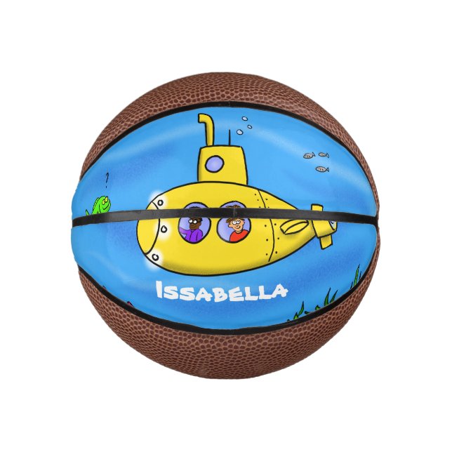 Mini Balón De Baloncesto Personalizado submarino feliz (Anverso)