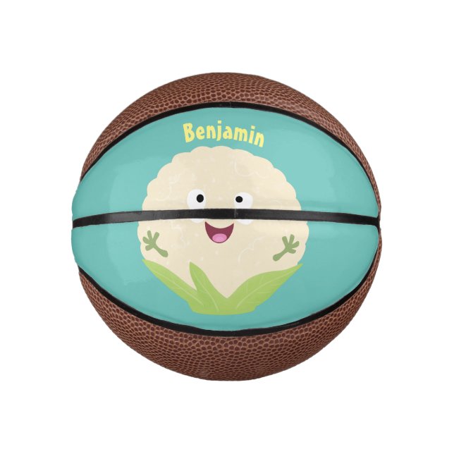 Mini Balón De Baloncesto Personalizado vegetal de coliflor alegre y dulce (Anverso)
