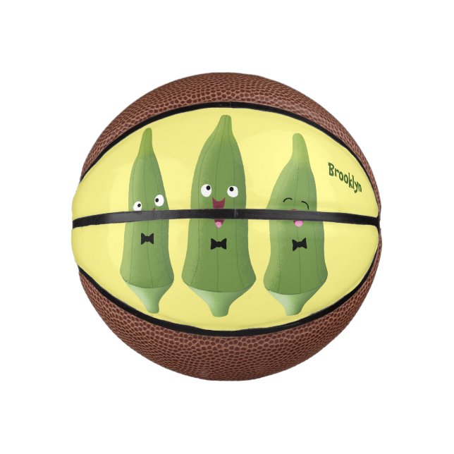Mini Balón De Baloncesto Personalizado vegetal de okra cantante (Anverso)