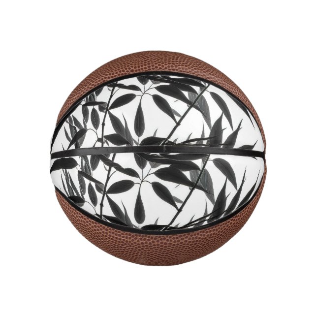 Mini Balón De Baloncesto Planta de bambú blanco y negro (Anverso)