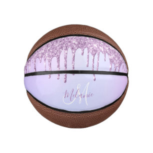 Mini Balón De Baloncesto Purpurina rosado morado Sparkles Girly personaliza