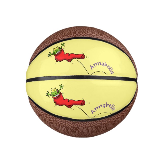 Mini Balón De Baloncesto Rana dulce en un personalizado de salto de calcetí (Anverso)