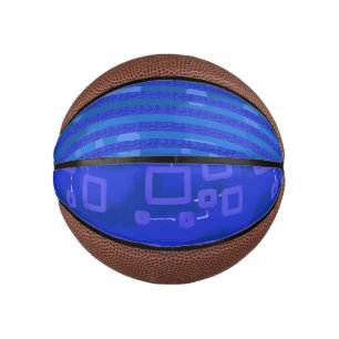 Mini Balón De Baloncesto Rayas Geométricas Blancas Azul Frío