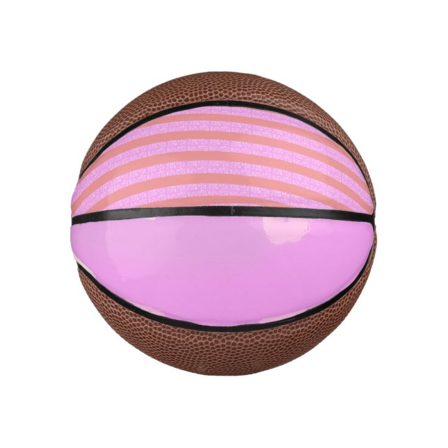 Mini Balón De Baloncesto Rayas geométricas rosadas (Anverso)