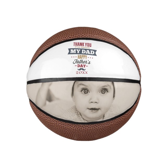 Mini Balón De Baloncesto Regalo fotográfico del Día del Padres Único Person (Anverso)