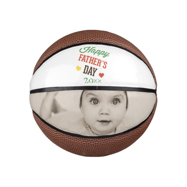 Mini Balón De Baloncesto Regalo fotográfico personalizado del Día del Padre (Anverso)