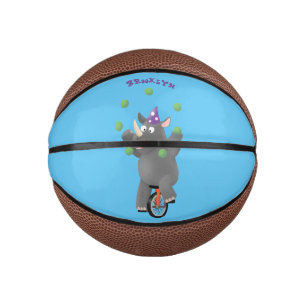 Mini Balón De Baloncesto Rinocerontes divertidos y lindos en monociclo