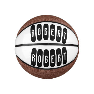 Mini Balón De Baloncesto Robert Mens Nombre En Blanco Y Negro,