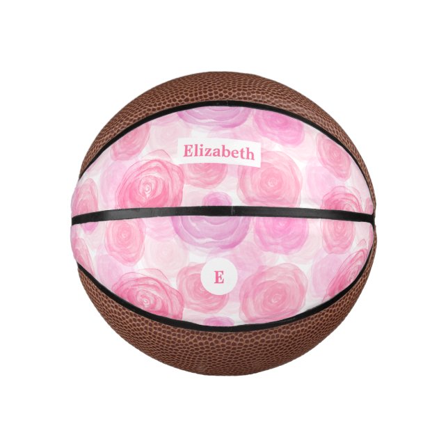 Mini Balón De Baloncesto Rosas de acuarela Baloncesto (Anverso)