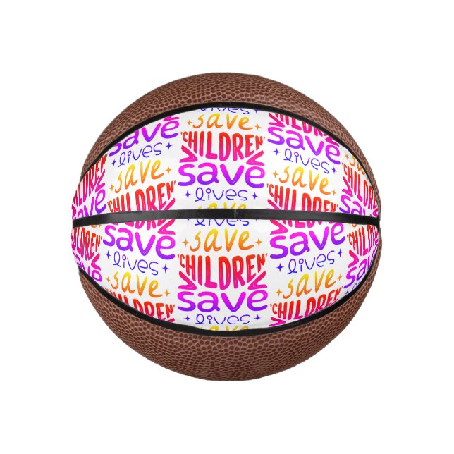 Mini Balón De Baloncesto Salven niños, salven vidas (Anverso)