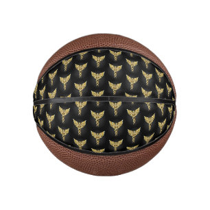 Mini Balón De Baloncesto Símbolo poligonal dorado Caduceo