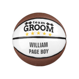 Mini Balón De Baloncesto Team Groom   Groomsman   Soltero   Blanco negro
