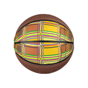 Mini Balón De Baloncesto Tela Colorida Madras Cuadros Caribeña