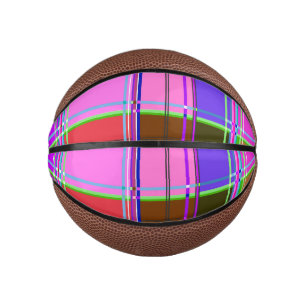 Mini Balón De Baloncesto Tela de cuadros rosa estampado Madras