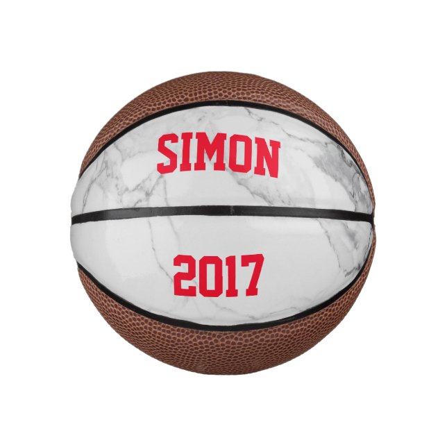 Mini Balón De Baloncesto Textura de mármol rojo del personalizable (Anverso)