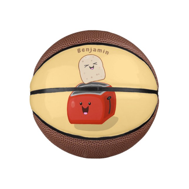 Mini Balón De Baloncesto Tostada de kawaii y personalizado de tostadora roj (Anverso)