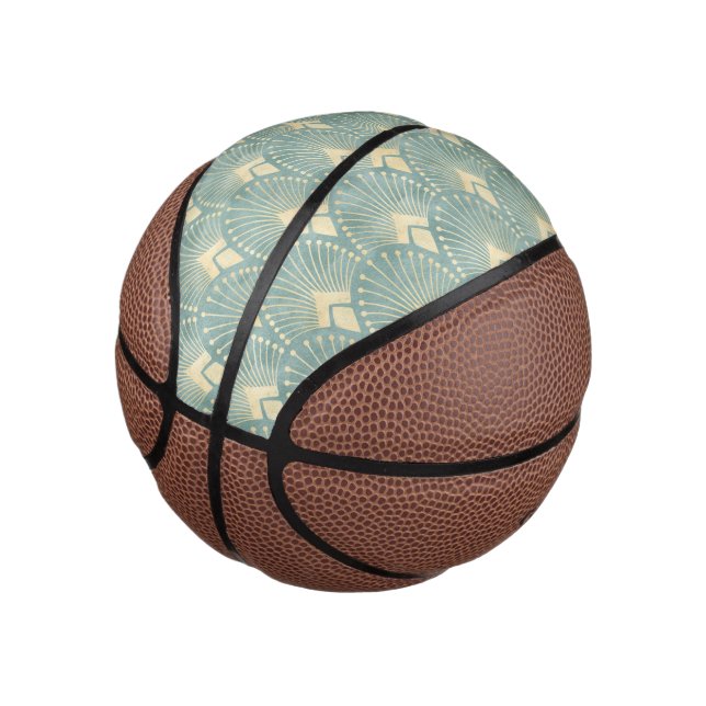 Mini Balón De Baloncesto Vintage,art deco,sage Green,crema,elegante,moda,mo (Angular)
