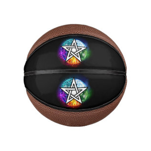 Mini Balón De Baloncesto Wiccan pentagram