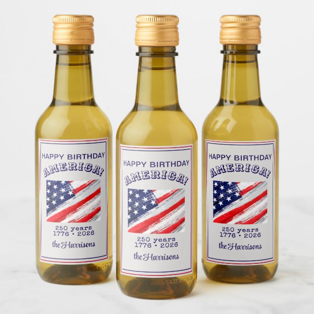 Mini Bottle Happy Birthday America Rustic Flag (Botellas)