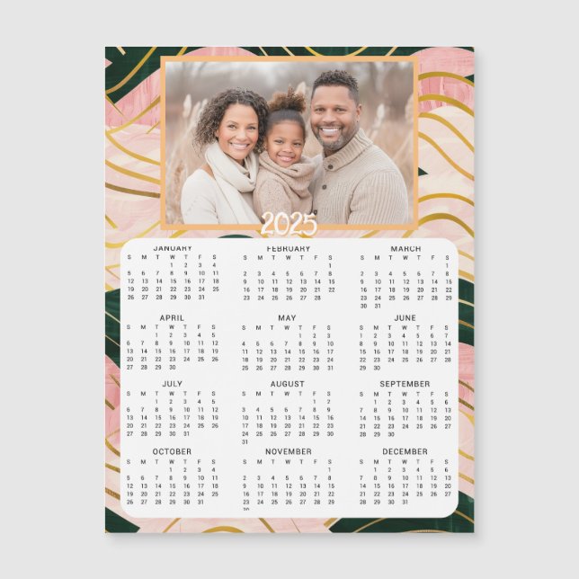 Mini calendario personalizado | Rosa de foto famil (Anverso)