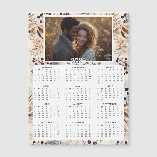 Mini calendarios 2025 | Botánico beige (Anverso)