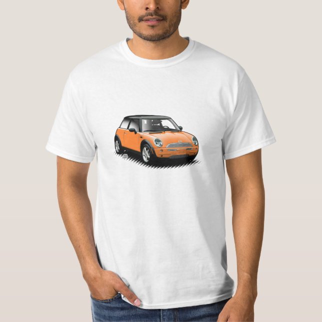 Mini camiseta moderna anaranjada del coche (Anverso)