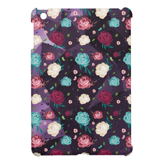 Mini caso del iPad brillante listo floral del caso