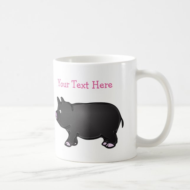 Mini cerdo negro personalizado taza del blanco de (Derecha)