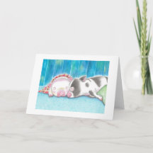 Mini Cerdos Dormidos Píglets Tarjeta de felicitaci